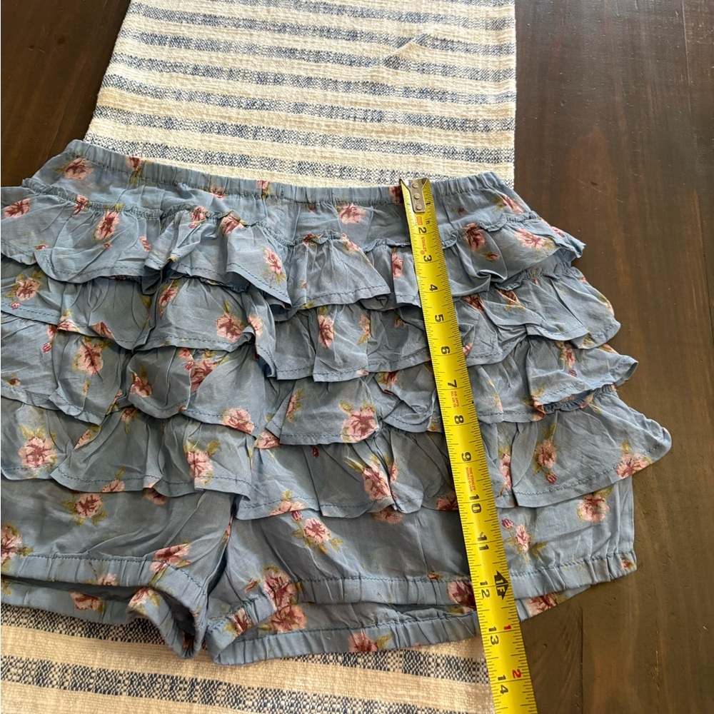 Free People Light Blue Floral Ruffle Shorts - Picture 4 of 7
